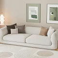 Cream style double sofa 3d model