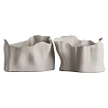 Light Gray Ornamental Decor Set With Wavy Edges And Textured Surface For Home Decoration