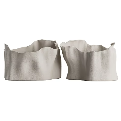 Light Gray Ornamental Decor Set With Wavy Edges And Textured Surface For Home Decoration 3d model