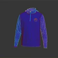 Blue Long Sleeve Hooded Sweatshirt With Front Zipper And Logo Design