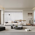 Modern Living Room Interior Design With Sofa Coffee Table Rug And Floor To Ceiling Windows