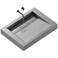 Modern Concrete Bathroom Sink With Sleek Design And Black Faucet In Gray And Black Colors