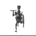 Smart Machines Wearing Chef Hats Holding Plates With Mechanical Design Features