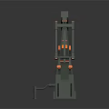 Industrial Oil Pumpjack Equipment with Gray Structure and Orange Mechanical Arm and Support Frame