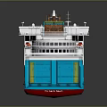 Blue And White Ferry Ship With Branding And Exterior Design