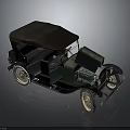Classic Vintage Green Car With Brown Soft Top And Retro Design Features