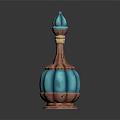 Turquoise Blue Perfume Bottle With Decorative Band And Rounded Body Design