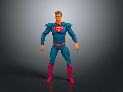 Superman Action Figure In Blue Costume With Red Emblem And Red Boots 3d model
