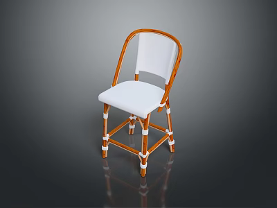 Modern Single Chair with Orange Frame and White Upholstered Seat Backrest 3d model