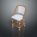 Modern Single Chair with Orange Frame and White Upholstered Seat Backrest