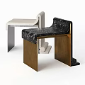 Minimalist Modern Outdoor Chairs With Black Light Marble Tops And Brass Silver Frames