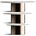 Elegant Round Marble Dining Table Set With Bronze Cylindrical Metal Base For Modern Home Decor