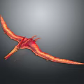 Red Pterosaur 3D Model in Flying Pose with Detailed Wing Texture 3d model