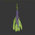 Green Leaf and Purple Lavender Plants Hanging with Gold Hooks on Gray Background