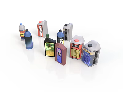 Colorful Food Storage Bottles With Different Labels And Various Sizes 3d model