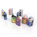 Colorful Food Storage Bottles With Different Labels And Various Sizes