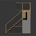 Modern Wooden Staircase With Black Metal Railings Open Design And Reflective Surface