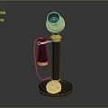 Vintage Telephone With Classic Retro Design Gold Accents And Rotary Dial