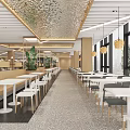Modern Restaurant Interior With Open Layout Wooden Benches White Tables And Green Plants
