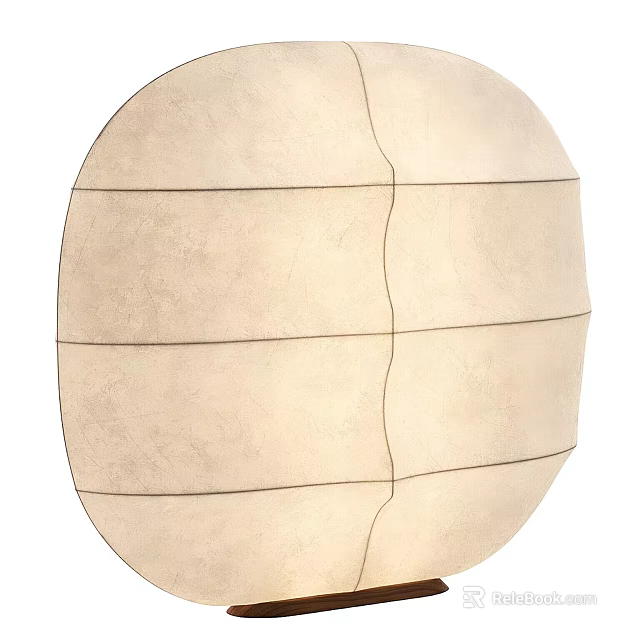 Modern Round Beige Floor Lamp With Horizontal Stitches And Textured Surface 3d model