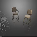 Modern Bar Stools Collection With Gray And White Upholstered Seats And Metal Frames