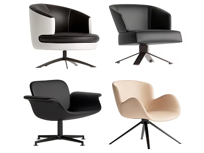 Modern Accent Chairs With Black White Beige Upholstery And Swivel Metal Legs Design 3d model