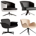 Modern Accent Chairs With Black White Beige Upholstery And Swivel Metal Legs Design
