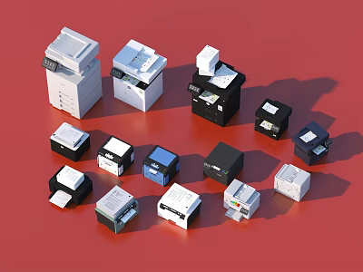 Various Household Printers With Different Sizes Colors And Designs For Daily Use 3d model