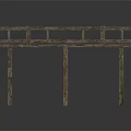 Natural Rustic Wooden Bridge Structure With Railings And Support Posts