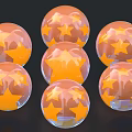 Hand Crafted Multiple Transparent Sphere Sculptures With Orange Stars Inside Design 3d model