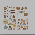 Cute Cartoon Bear Themed Wall Decor With Food Elements And Sweet Designs