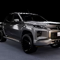 Gray Modern Pickup Truck with Sleek Exterior Design and Black Alloy Wheels on Dark Background