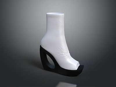 White High Heel Shoes With Black Unique Heel And Modern Stylish Design Details 3d model