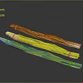 Three Bundles Of Fresh Green And White Scallions Tied With String