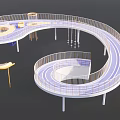 Playground Equipment With Spiral Track Circular Structure Blue Yellow Floor And Platforms 3d model