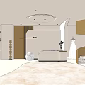 Modern Wedding Dress Store Interior With Curved Structures Light Tones And Display Area