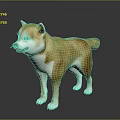 Shiba Inu Brown And White 3D Model Dog Standing On Dark Background With Shiny Coat