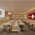 Guilin Rice Noodle Restaurant Modern Interior With Bright Lighting Wooden Decor And Counter Seating