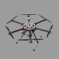 Multirotor Drone With Black Red Frame And Propellers For Aerial Applications
