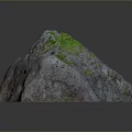 Natural Gray Stone with Green Moss and Rough Surface in Natural Environment