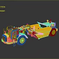 Yellow Construction Functional Vehicle with Dump Bed Cab and Large Wheels on Reflective Surface 3d model