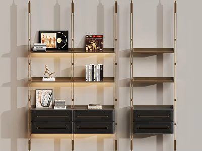 Elegant Modern Wine Rack With Metal Frame Black Drawers And Display Shelves 3d model