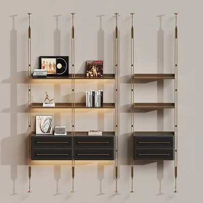 Elegant Modern Wine Rack With Metal Frame Black Drawers And Display Shelves 3d model