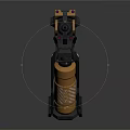 Futuristic Weapon Gold And Black Sci Fi Design With Mechanical Buttons Indicator Lights