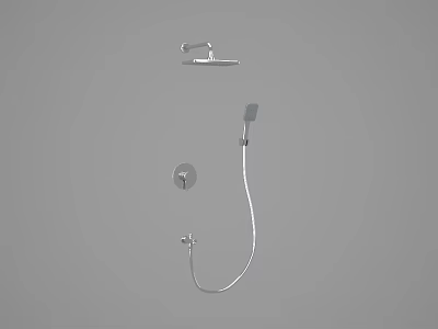 Modern Shower System with Handheld Sprayer Fixed Top Head and Chrome Control Knob for Bathroom 3d model