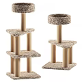 Multi Level Cat Tree With Wooden Posts And Plush Platforms For Pet Climbing 3d model