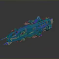 Advanced Blue Futuristic Sci Fi Spaceship With Streamlined Design And Shiny Reflective Surface 3d model