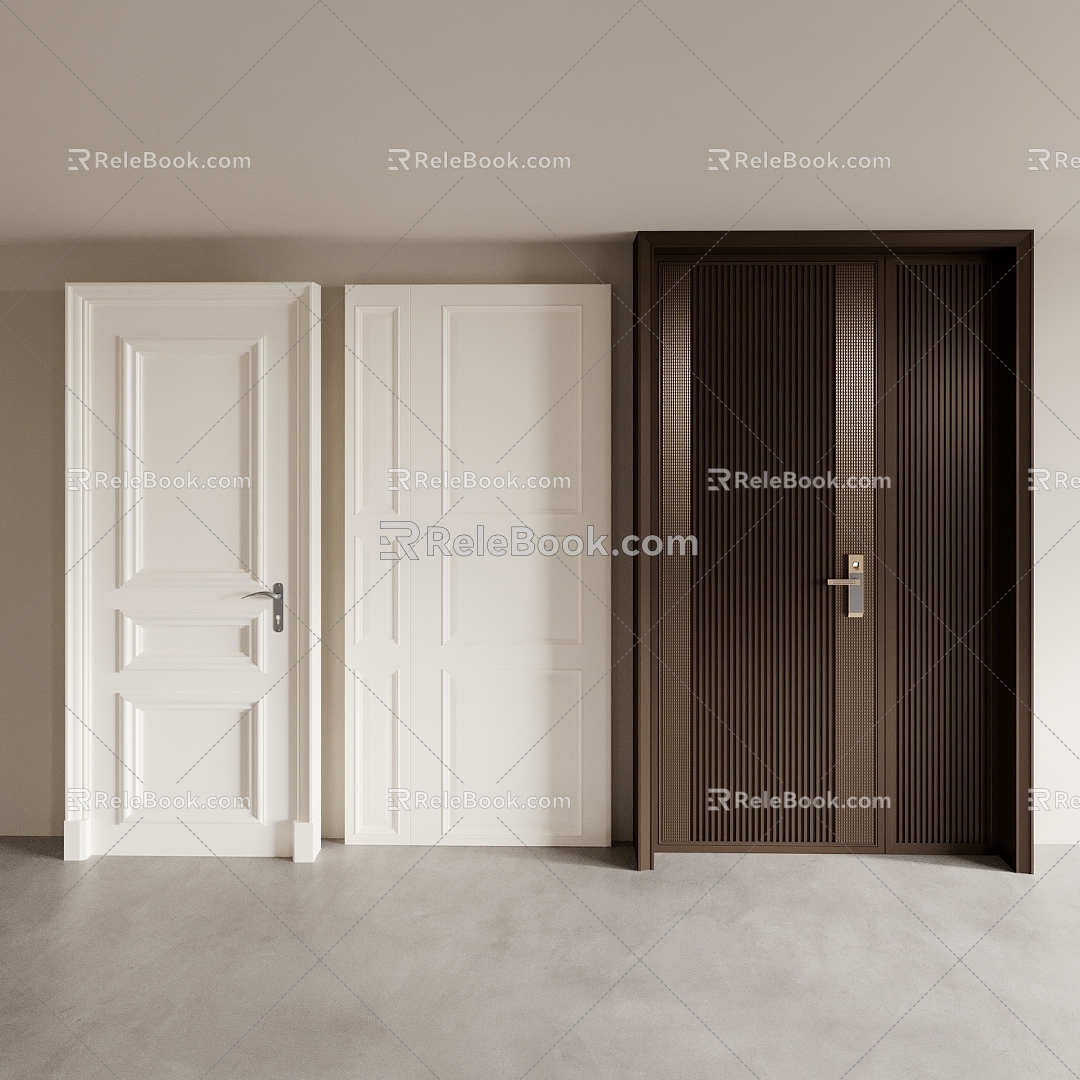 Bedroom door, interior door, single door, swing door 3d model