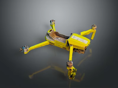 Yellow Industrial Drone With Four Propeller Arms And Labeled Body For Professional Use 3d model