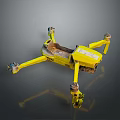 Yellow Industrial Drone With Four Propeller Arms And Labeled Body For Professional Use